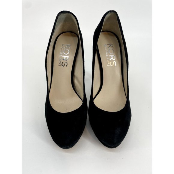 Michael Kors Cyprien Black Suede Platform Pump with Python Size 8M - Picture 2 of 7